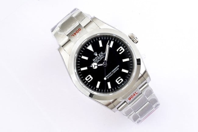 EW Factorytop-tier replicaRolex men's black dialsteel bracelet explorer type 36 series steel bracelet watch front view