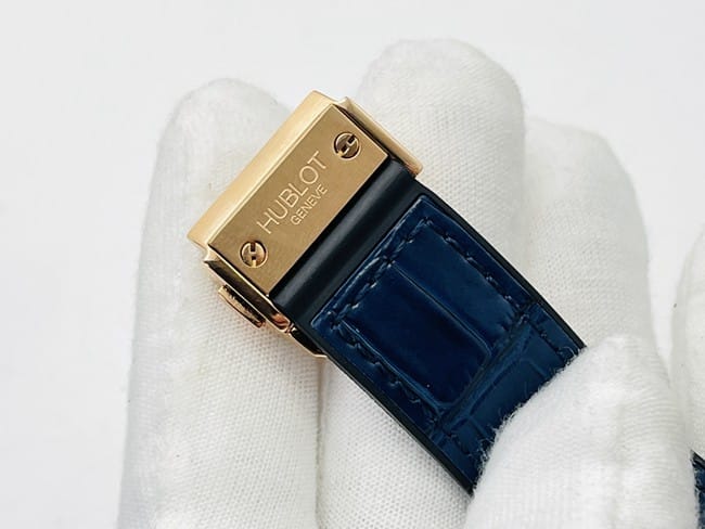 top-tier watch Hublot watch automatic movement men's blue dial blue belt Big Bang Sang Bleu series leather strap watch clasp picture