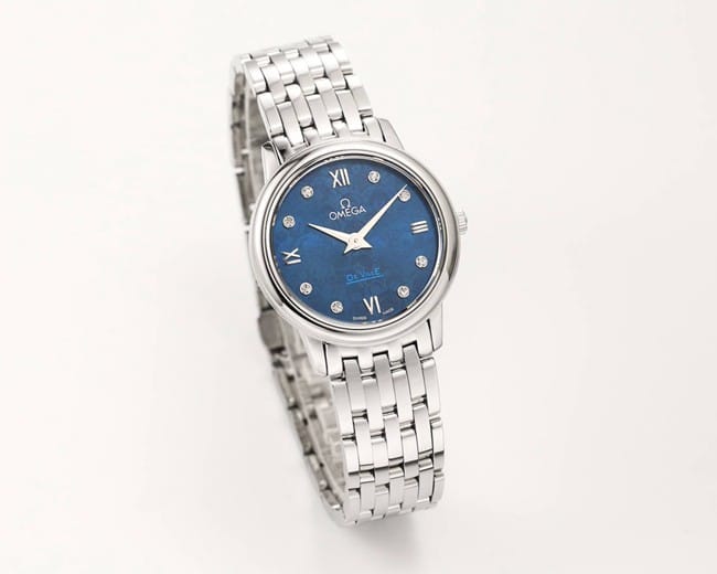 KZ factory top-tier watch Omega ladies watch blue dialsteel bracelet Diefei series cal1376movement front view