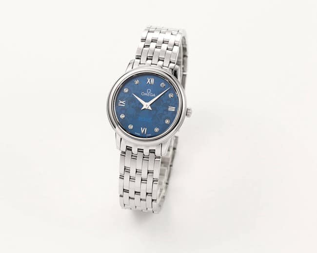 KZ factory top-tier watch Omega ladies watch blue dialsteel bracelet Diefei series cal1376movement front view