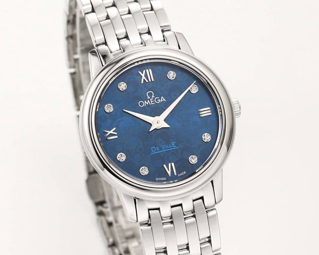 KZ factory top-tier watch Omega ladies watch blue dialsteel bracelet Diefei series cal1376movement front view