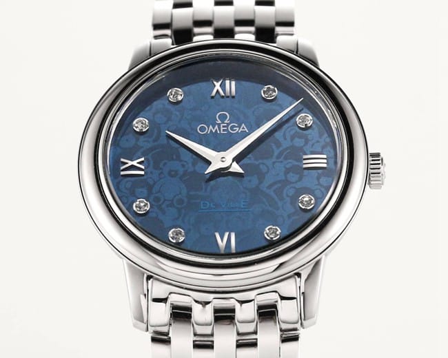 KZ factory top-tier watch Omega ladies watch blue dialsteel bracelet Diefei series cal1376movement front view