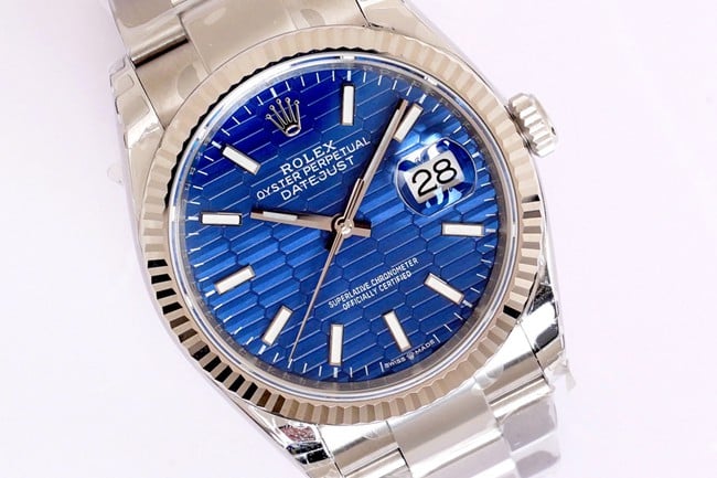 EW Factorytop-tier watch 2021 new Rolex men's blue dialsteel bracelet Oyster Datejust36 series automatic movement watch front view