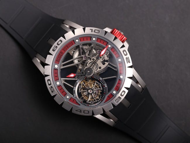 JB Roger Dubuis King Series top-tier watch men's black dialrubber strapautomatic movementtourbillon watch front view