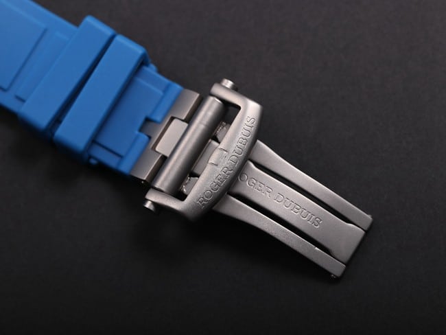 JB factory top-tier watch Roger Dubuis automatic movementtourbillon men's black dial blue rubber strap king series watch clasp picture