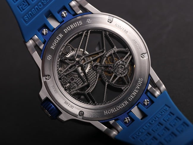 JB factory top-tier watch Roger Dubuis automatic movementtourbillon men's black dial blue rubber strap king series watch movement picture