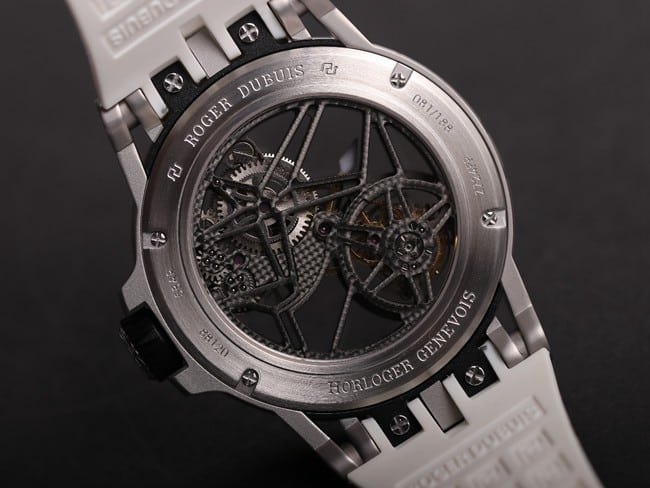 JB Factory Top Watch Roger Dubuis Excalibur Series Automatic Mechanical Tourbillon Black Dial White Rubber Strap Watch Movement Diagram