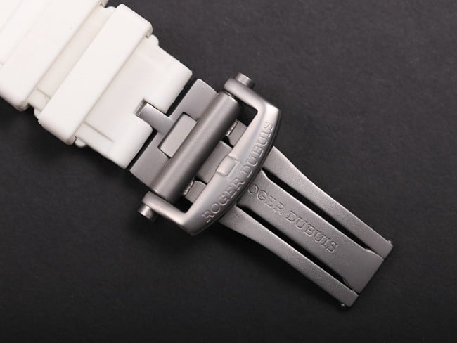 JB Factory Top Roger Dubuis Excalibur Series Automatic Mechanical Tourbillon Black Dial White Rubber Strap Watch Buckle Photo