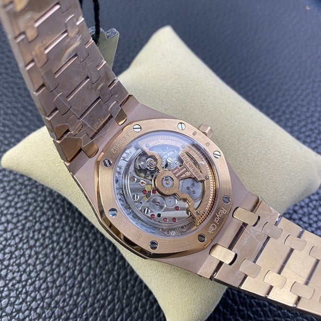 BF factory top-tier watch Audemars Piguet men's black dial gold belt Royal Oak15202 automatic movement watch movement picture