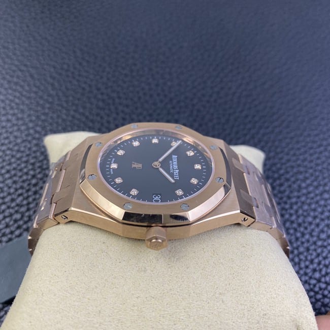 BF factory top-tier watch Audemars Piguet men's black dial gold belt Royal Oak15202 automatic movement watch side view