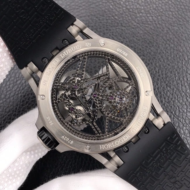 BBR factory top-tier watch Roger Dubuis men's black dialrubber strap manual winding tourbillon watch movement picture