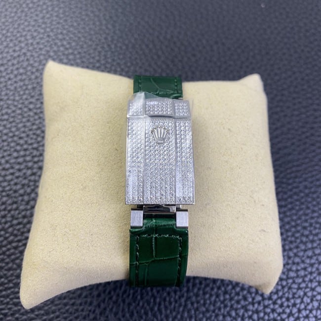Rolextop-tier watch Datejust baby's breath men's white dial green strap fully automatic movementleather strap watch clasp picture