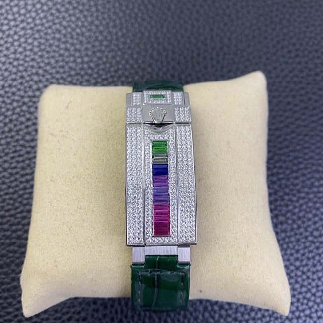Rolextop-tier watch men's green dial green strap fully automatic movementleather strap watch clasp picture