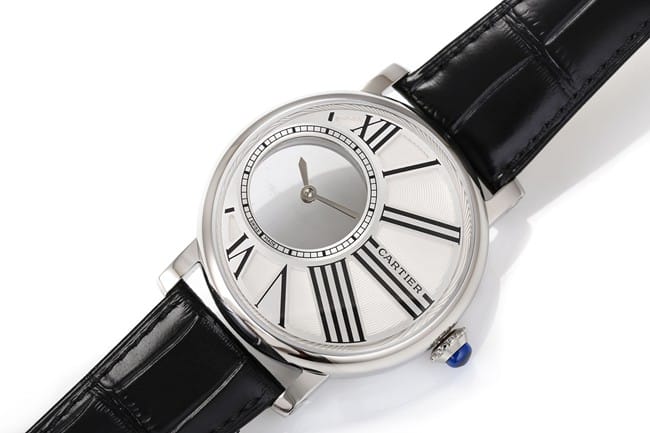 top-tier watch Cartier men's white dial black belt fully automatic movementleather strap watch front view