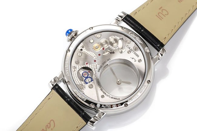 top-tier watch Cartier men's white dial black belt fully automatic movementleather strap watch movement picture
