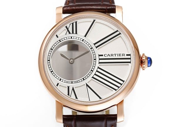 top-tier watch Cartier men's white dial brown belt fully automatic movementleather strap watch front view