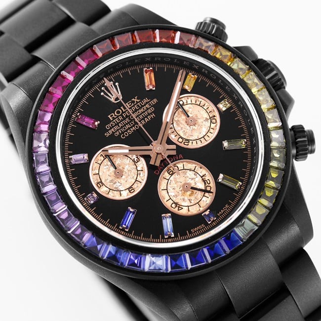 top-tier watch Rolex men's black dialsteel bracelet Daytona series mechanical watch front view