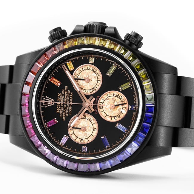 top-tier watch Rolex men's black dialsteel bracelet Daytona series mechanical watch front view