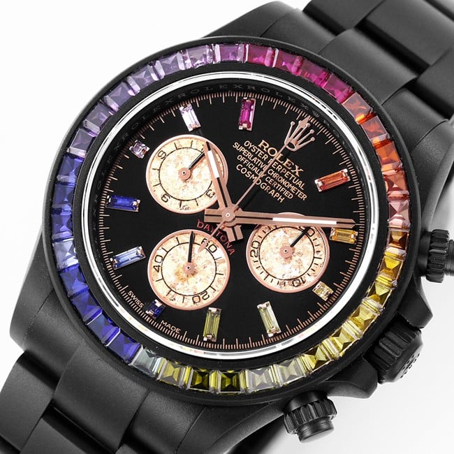 top-tier watch Rolex men's black dialsteel bracelet Daytona series mechanical watch front view
