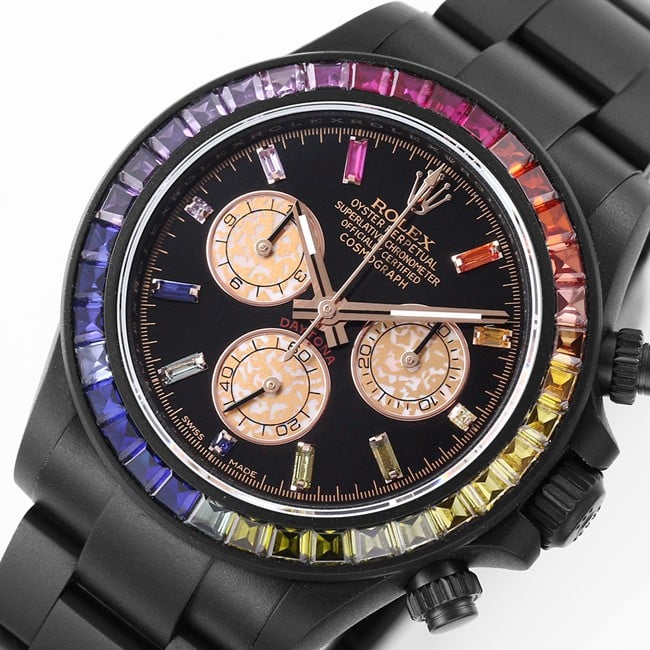 Rolextop-tier watch Daytona series black dial black belt mechanical watch front view