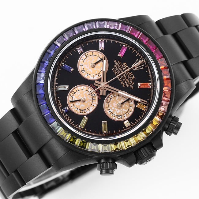 Rolextop-tier watch Daytona series black dial black belt mechanical watch front view