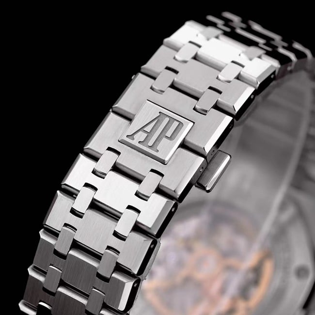 Audemars Piguettop-tier watch automatic movement men's white dialsteel braceletRoyal Oak series watch clasp picture