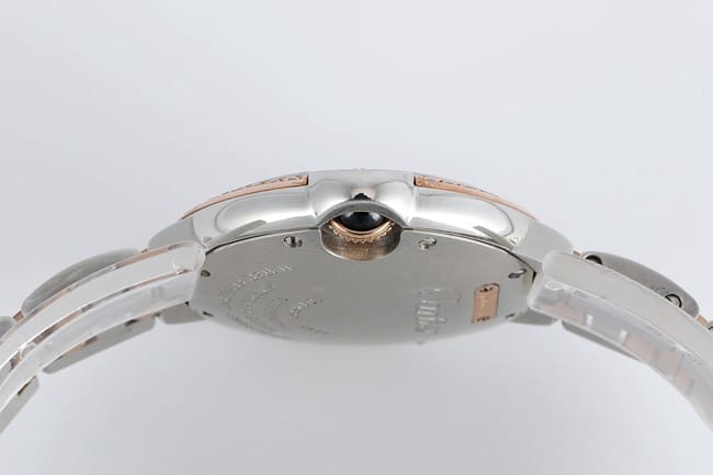 V6 factory top-tier watch Cartier women's white dial gold band blue balloon series automatic movement watch side view