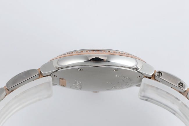 V6 factory top-tier watch Cartier women's white dial gold band blue balloon series automatic movement watch side view