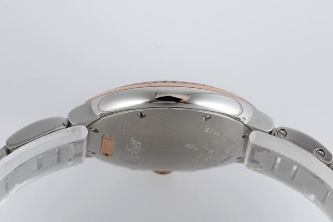 V6 factory Cartiertop-tier watch ladies blue balloon series white dialsteel bracelet mechanical watch side view