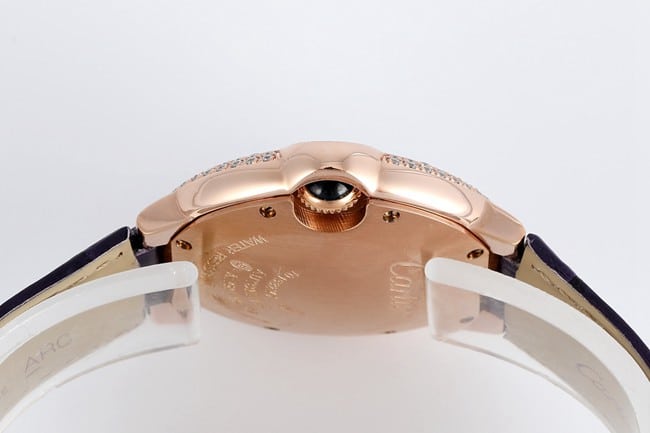 V6 factory top-tier watch Cartier women's white dial blue belt automatic movement blue balloon series watch side view