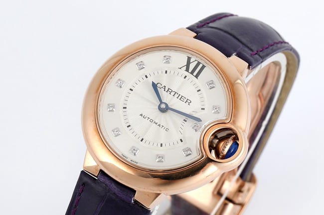 V6 factory top-tier watch Cartier women's white dial blue belt automatic movement blue balloon series watch front view