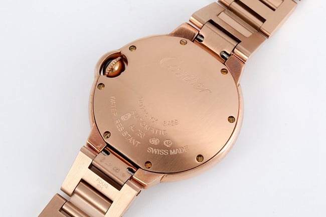 V6 factory top-tier watch Cartier blue balloon series ladies white dialsteel braceletautomatic movement watch back cover picture