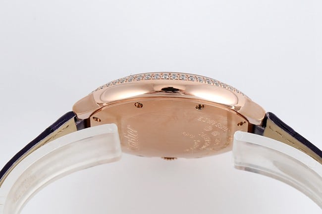 V6 factory Cartiertop-tier watch blue balloon series 33mm automatic movementwhite dial blue belt ladies watch side view