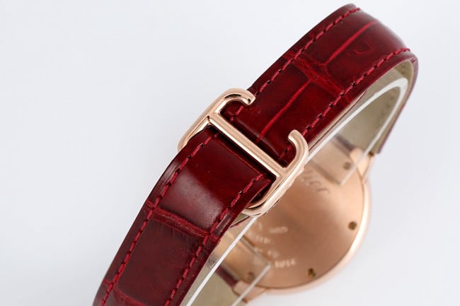 V6 factory top-tier watch Cartier automatic movement blue balloon series 33mm women's white dialleather strap watch clasp picture