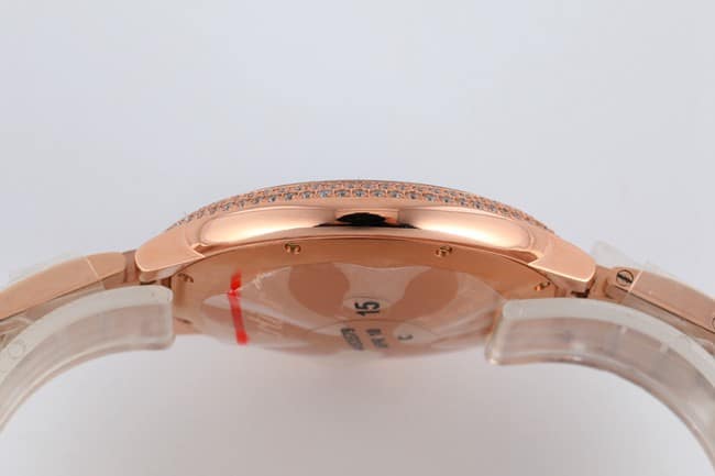 V6 Factory Cartier Top Watch Men's White Dial Gold Strap Balloon Series Automatic Mechanical Watch Side View
