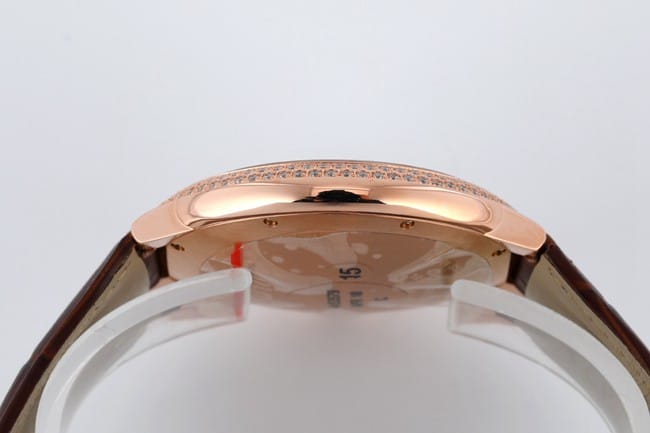 V6 factory top-tier watch Cartier men's white dial brown belt blue balloon series leather strap mechanical watch side view