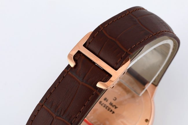V6 factory top-tier watch Cartier men's white dial brown belt blue balloon series leather strap mechanical watch clasp picture
