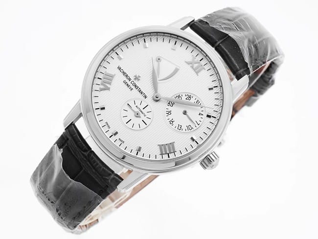 APEX factory top-tier watch Vacheron Constantin men's white dial black belt inheritance series watch front view