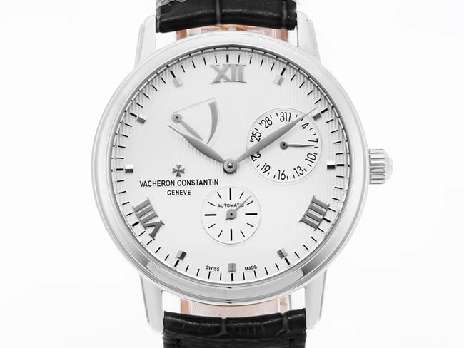 APEX factory top-tier watch Vacheron Constantin men's white dial black belt inheritance series watch front view