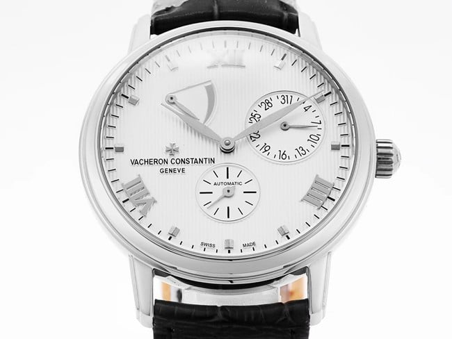APEX factory top-tier watch Vacheron Constantin men's white dial black belt inheritance series watch front view