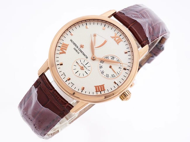 APEX factory top-tier watch Vacheron Constantin automatic movement men's white dial red strap inheritance series leather strap watch front view