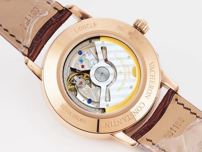 APEX factory top-tier watch Vacheron Constantin automatic movement men's white dial red strap inheritance series leather strap watch movement picture