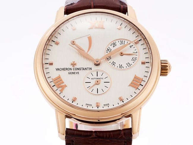 APEX factory top-tier watch Vacheron Constantin automatic movement men's white dial red strap inheritance series leather strap watch front view