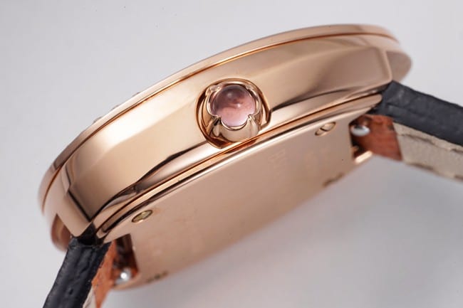 BV factory top-tier watch Bvlgari women's white dial orange strap quartz movementleather strap watch side view