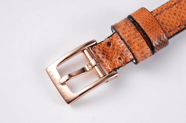 BV factory top-tier watch Bvlgari women's white dial orange belt quartz movementleather strap watch clasp picture