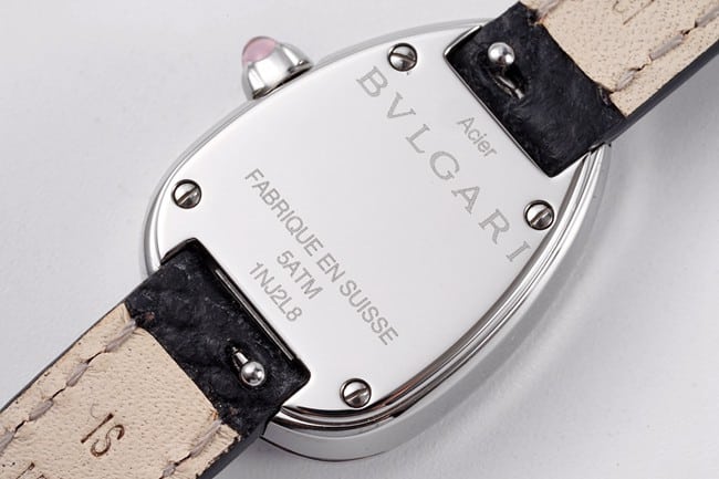 BV factory top-tier watch BvlgariSerpenti series women's black dial black belt quartzleather strap watch back cover picture