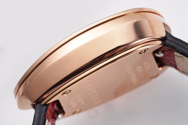 BV factory top-tier watch Bvlgari women's red plate red strap Serpenti series quartzleather strap watch side view