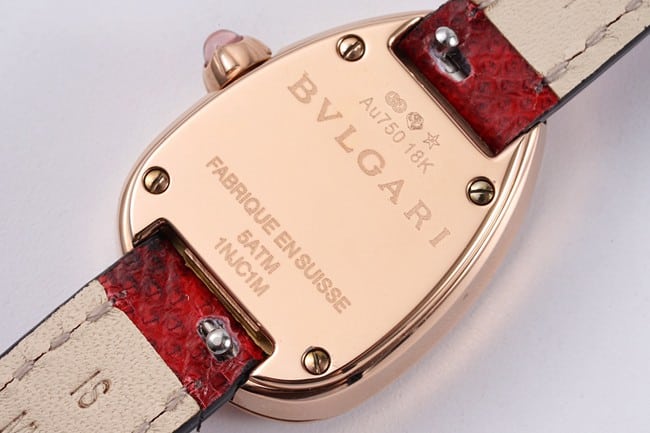 BV factory top-tier watch Bvlgari women's red plate red strap Serpenti series quartzleather strap watch back cover picture