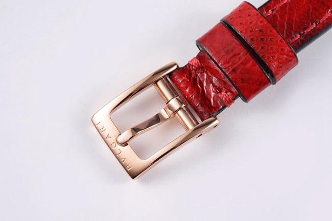 BV factory top-tier watch Bvlgari women's red plate red strap Serpenti series quartzleather strap watch clasp picture