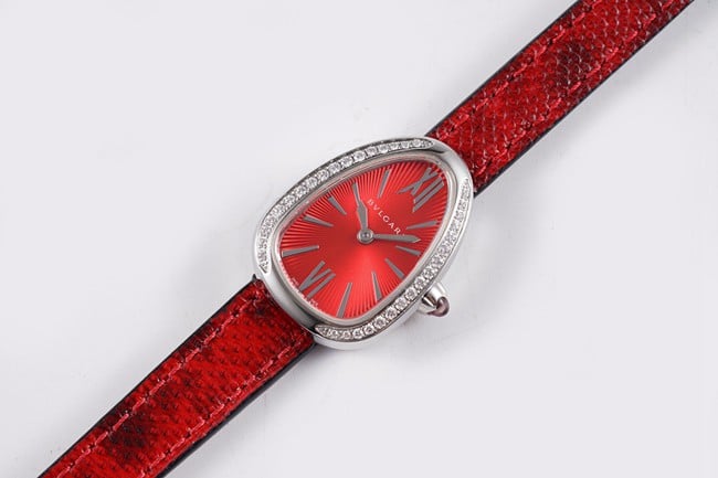 BV Factory Top collectible watches Bvlgari Quartz Serpenti Series Women's Red Strap Belt Watch Front View